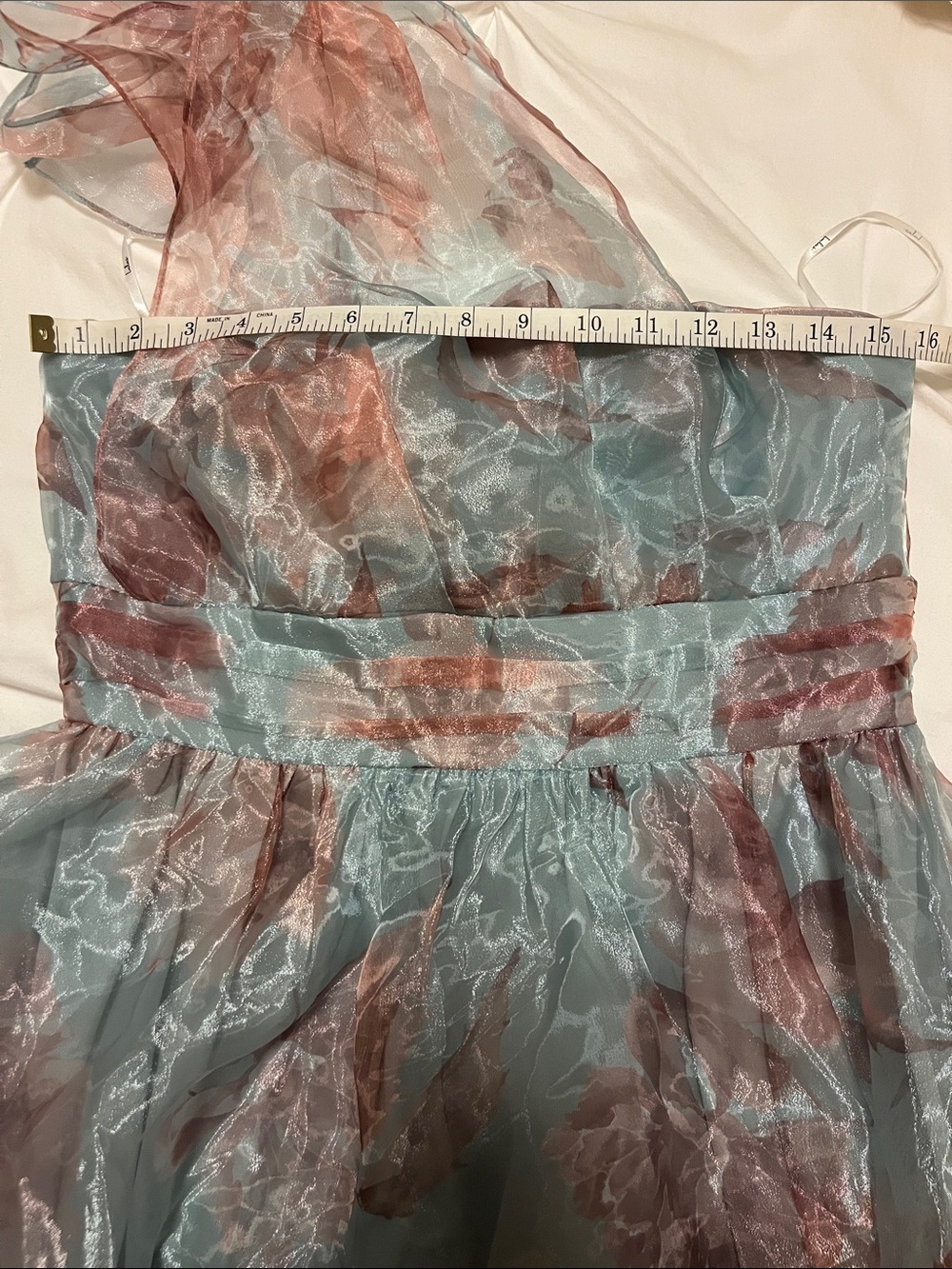NWT LULUS Floral Organza Tie Shoulder Fairycore Wedding Guest Formal Ball Gown L - Picture 9 of 10